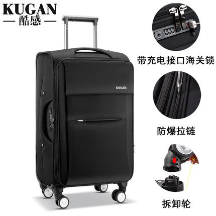 Rechargeable USB suitcase trolley case for women and men with customs lock travel case universal wheel Oxford cloth suitcase boarding case