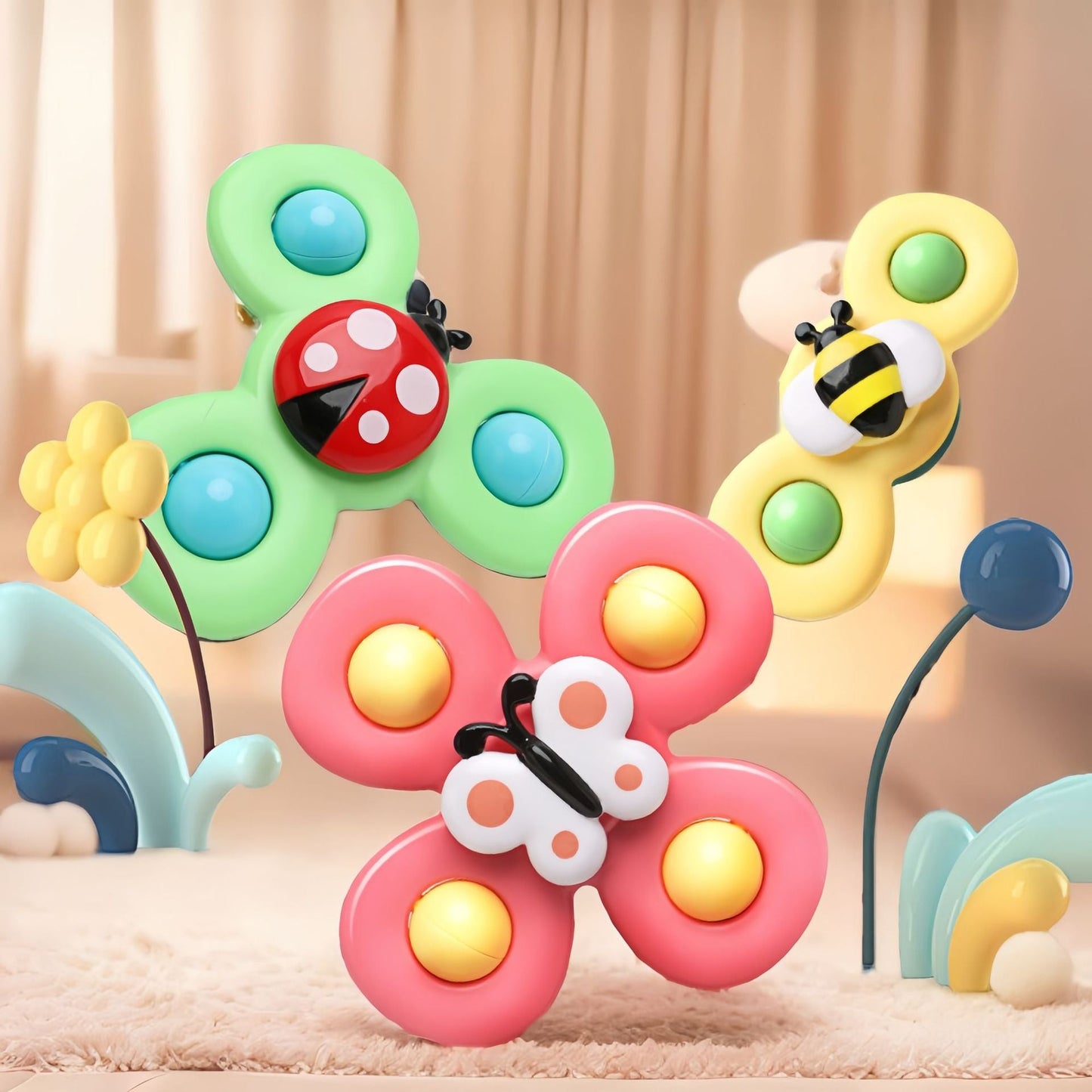 Suction cup spinning bathroom toys children's fingertip gyroscope suction cup bath water baby rattle wholesale cross-border