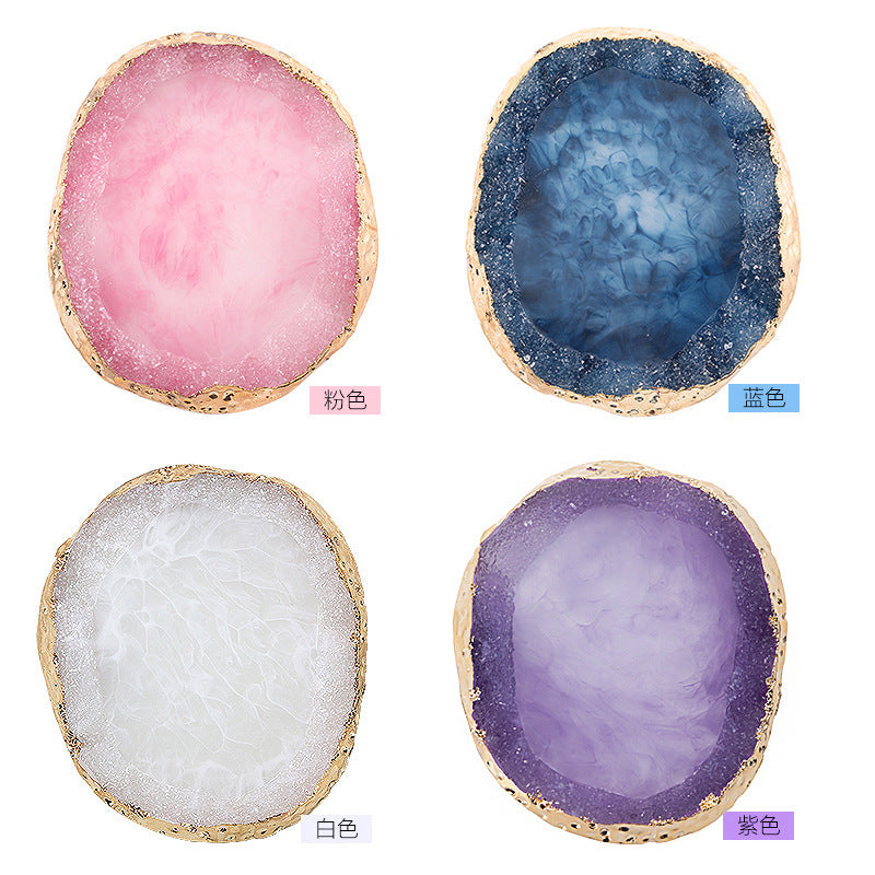 Cross-border hot-selling nail art agate palette gold-rimmed resin crystal agate painted palette nail piece display tool