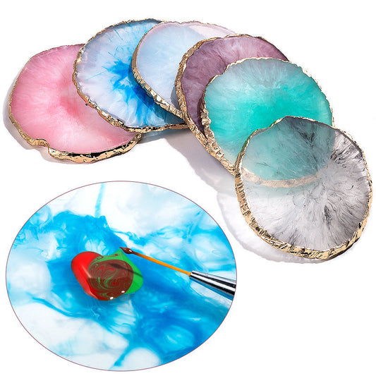 Finger Princess Nail Art Round Palette Nail Art Agate Painted Color Palette Nail Plate Display Board Tool Resin Palette