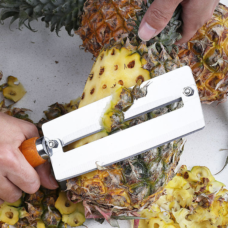 Wooden handle stainless steel pineapple knife sugarcane thickened special peeler household agricultural commercial fruit shop chopping tool