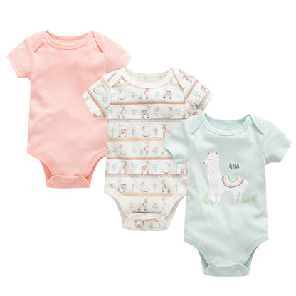 romper baby clothes 3-piece set baby summer European and American bodysuit short-sleeved baby jumpsuit cross-border manufacturer