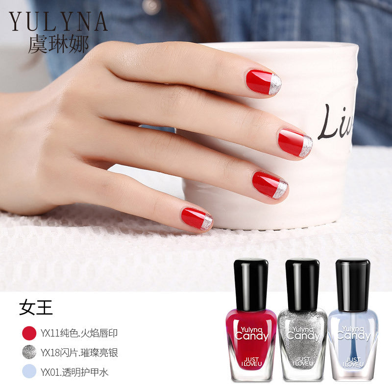 Yu Linna cross-border wholesale factory direct sales can not be peeled off a piece of toe nail polish set without baking