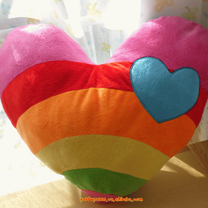 Wholesale supply of plush toys Korean rainbow chicken heart pillow to sit and sleep girlfriend birthday gift one piece