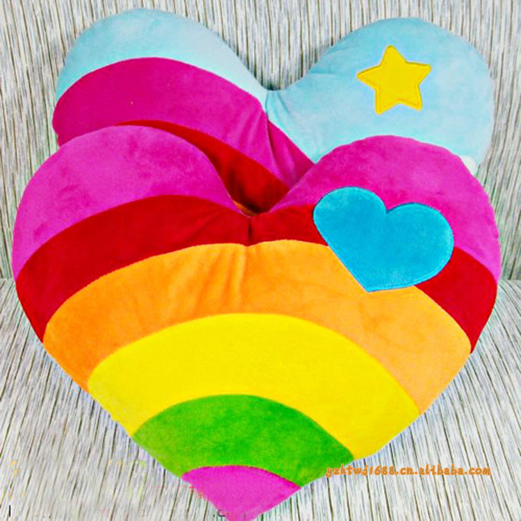 Wholesale supply of plush toys Korean rainbow chicken heart pillow to sit and sleep girlfriend birthday gift one piece