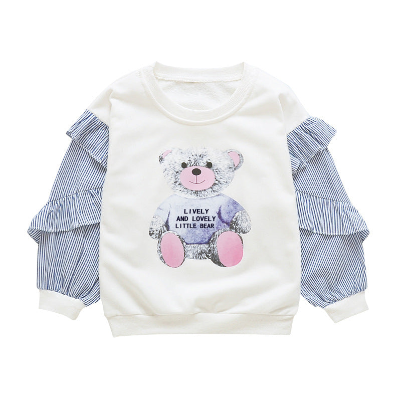 Girls long-sleeved bottoming shirt 2024 new spring and autumn cotton stylish children's pullover knitted tops T-shirts for big and small children