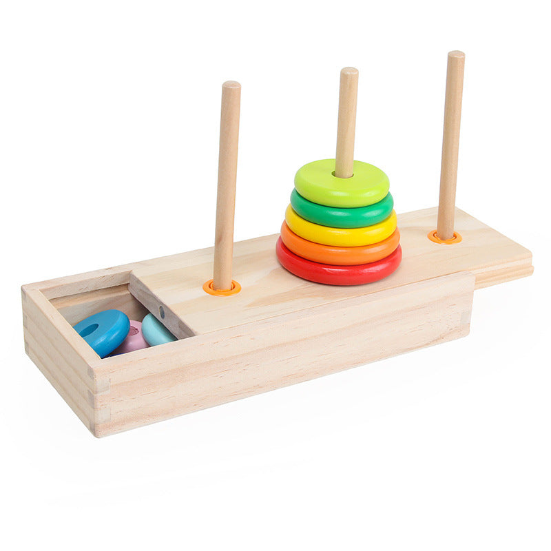 Tower of Hanoi wooden ten-layer early childhood education children's intelligence eight-layer primary school students logical thinking clearance toy Tower of Hanoi