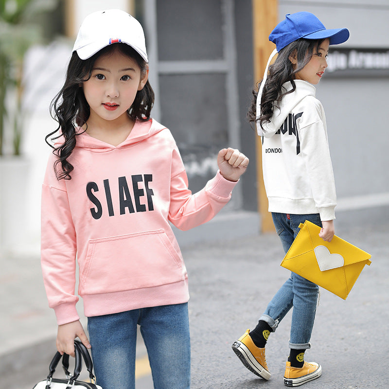 Girls' bottoming shirt 2024 new spring and autumn sweater jacket for small children, medium and large children, long-sleeved top, fashionable pullover