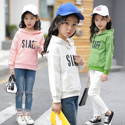 Girls' bottoming shirt 2024 new spring and autumn sweater jacket for small children, medium and large children, long-sleeved top, fashionable pullover