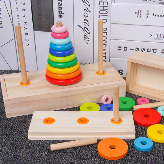 Tower of Hanoi wooden ten-layer early childhood education children's puzzle game primary school students logical thinking clearance toy Tower of Hanoi 