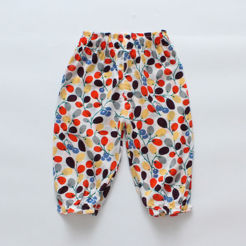 Girls mosquito-proof pants 2024 new summer loose cropped pants children's wide-leg pants carrot pants bloomers