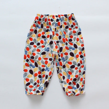 Girls mosquito-proof pants 2024 new summer loose cropped pants children's wide-leg pants carrot pants bloomers