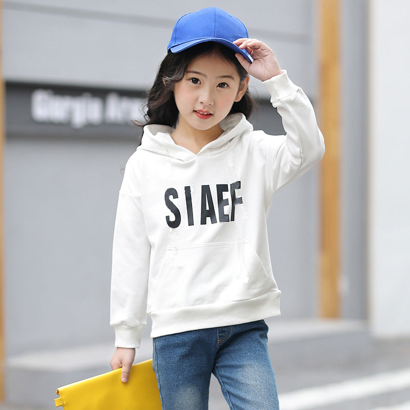 Girls' bottoming shirt 2024 new spring and autumn sweater jacket for small children, medium and large children, long-sleeved top, fashionable pullover