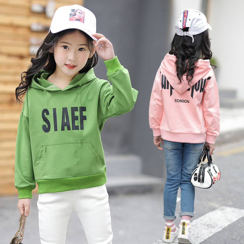 Girls' bottoming shirt 2024 new spring and autumn sweater jacket for small children, medium and large children, long-sleeved top, fashionable pullover