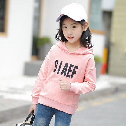 Girls' bottoming shirt 2024 new spring and autumn sweater jacket for small children, medium and large children, long-sleeved top, fashionable pullover