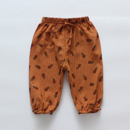 Girls mosquito-proof pants 2024 new summer loose cropped pants children's wide-leg pants carrot pants bloomers