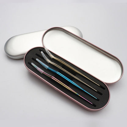 Wholesale new grafting false eyelashes tweezers storage box tinplate material eyelash tweezers tool box