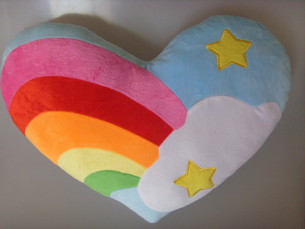 Wholesale supply of plush toys Korean rainbow chicken heart pillow to sit and sleep girlfriend birthday gift one piece