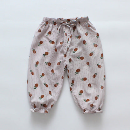 Girls mosquito-proof pants 2024 new summer loose cropped pants children's wide-leg pants carrot pants bloomers