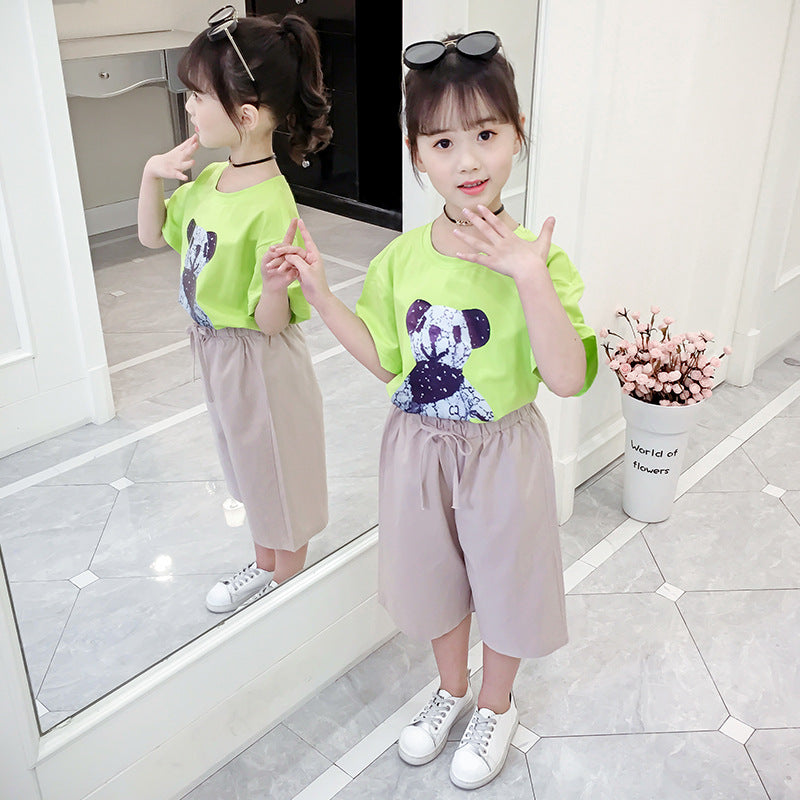 Girls' cropped trousers 2024 new summer style cotton half pants daddy pants carrot harem wide-leg anti-mosquito casual pants