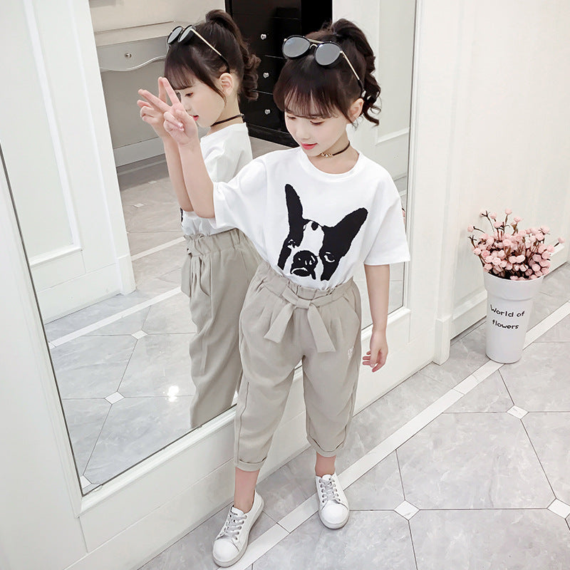 Girls mosquito-proof pants 2024 new summer loose cropped pants children's wide-leg pants carrot pants bloomers