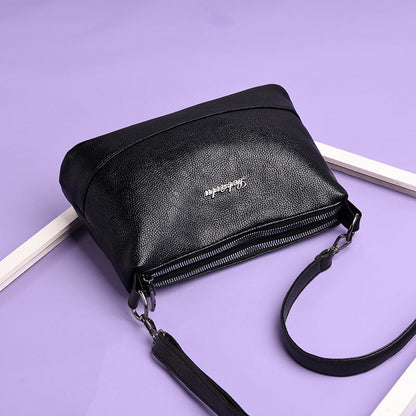 Wholesale small bag 2024 new women's bag genuine leather feel soft leather bag shoulder crossbody letter bag temperament bag 