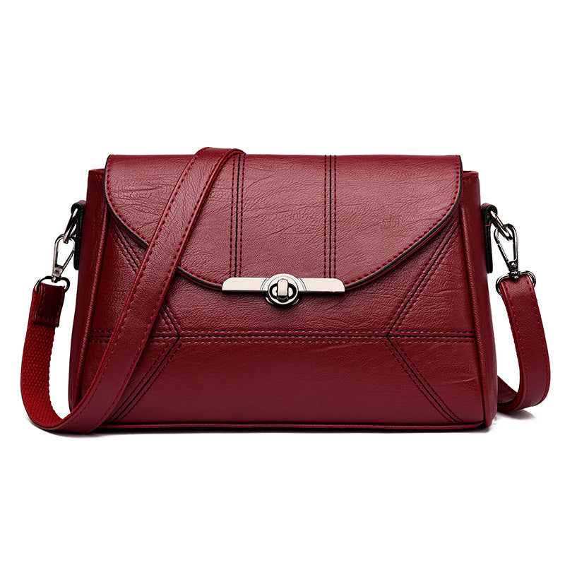 Wholesale women's bags 2024 new middle-aged temperament women's bags genuine leather feel turn lock small square bag shoulder crossbody cross-border 