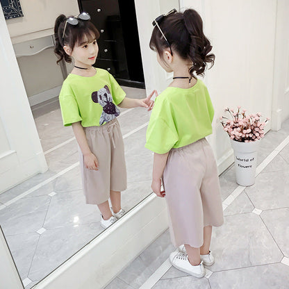 Girls' cropped trousers 2024 new summer style cotton half pants daddy pants carrot harem wide-leg anti-mosquito casual pants