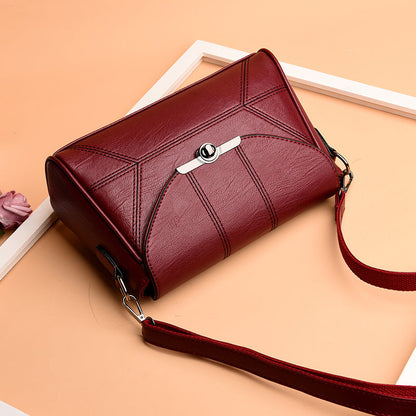 Wholesale women's bags 2024 new middle-aged temperament women's bags genuine leather feel turn lock small square bag shoulder crossbody cross-border 