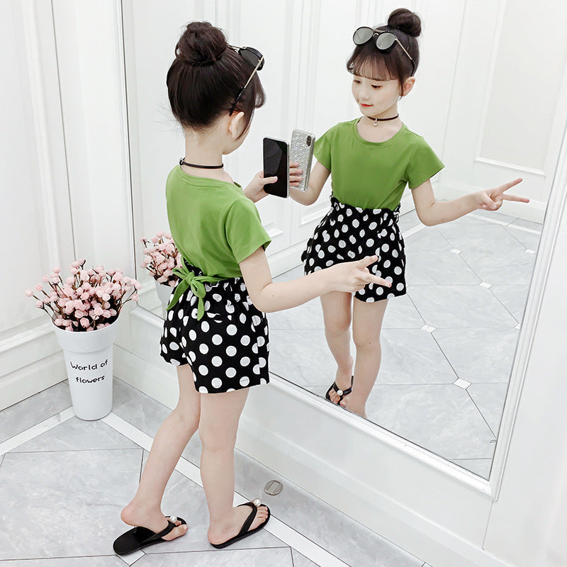 Girls shorts 2024 new summer style hot pants bud elastic cotton wide-leg pants children's shorts for big and small children