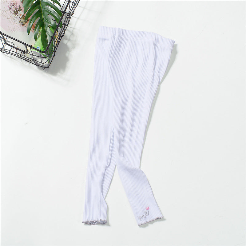 Spring small and medium-sized children's girls pants princess solid color cotton trousers mid-waist casual pants children's clothing pants 2024 new style trend