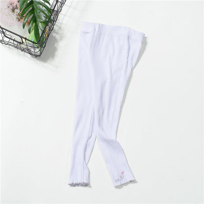 Spring small and medium-sized children's girls pants princess solid color cotton trousers mid-waist casual pants children's clothing pants 2024 new style trend