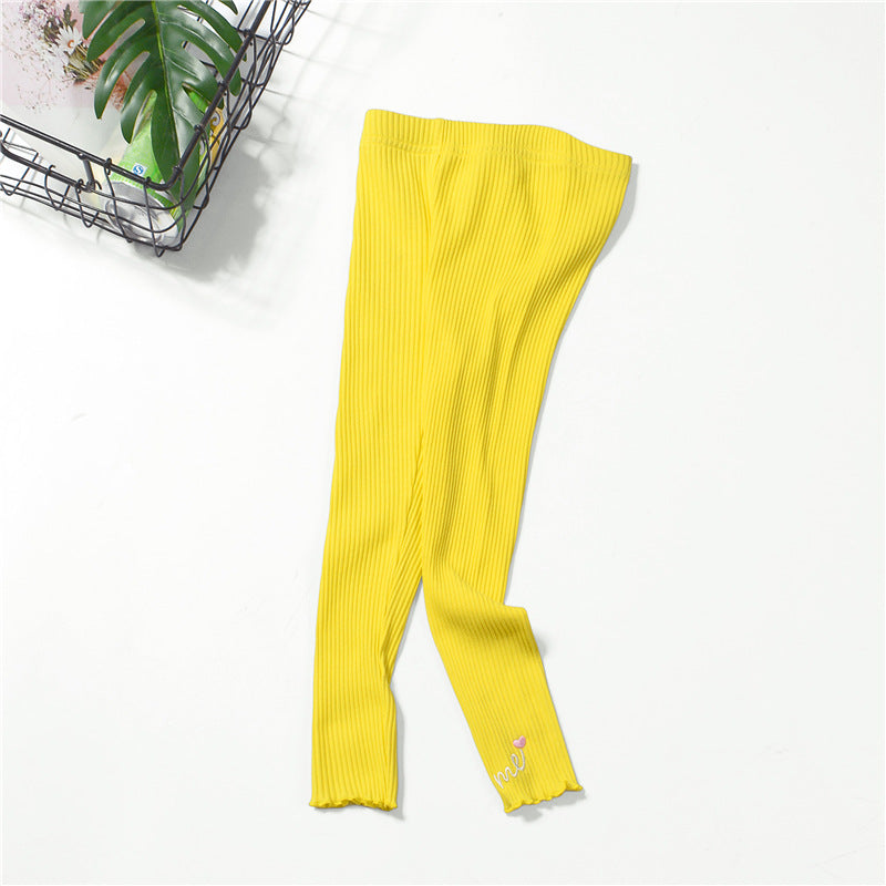 Spring small and medium-sized children's girls pants princess solid color cotton trousers mid-waist casual pants children's clothing pants 2024 new style trend