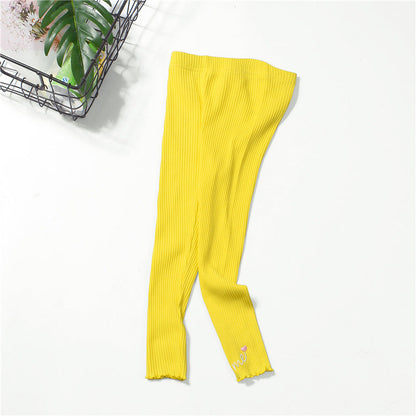 Spring small and medium-sized children's girls pants princess solid color cotton trousers mid-waist casual pants children's clothing pants 2024 new style trend