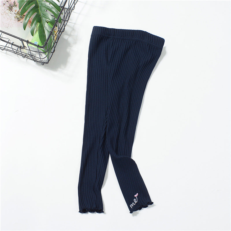 Spring small and medium-sized children's girls pants princess solid color cotton trousers mid-waist casual pants children's clothing pants 2024 new style trend