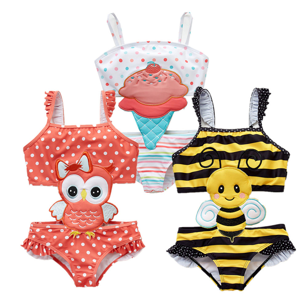 swimming kids children's swimsuit quick-drying small fresh summer cartoon Korean one-piece girl swimsuit manufacturer