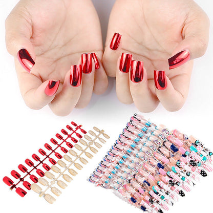 24 pieces of finished nail art products from Zhifei Electroplated Magic Mirror Mirror Internet celebrity chameleon neon nail stickers nail pieces to wear