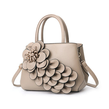 New 2024 autumn and winter new style college style women's bag leather flower handbag shoulder bag cute bag one piece 