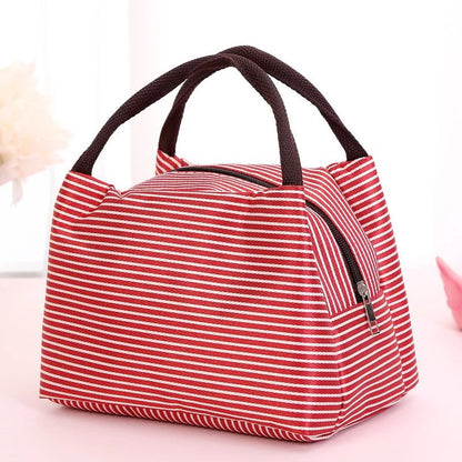 New striped insulation bag lunch box bento bag picnic bag outdoor hot and cold constant temperature insulation bag large factory production