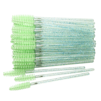 Wholesale crystal rod nylon head eyelash brush portable beauty makeup tool grafting eyelash comb