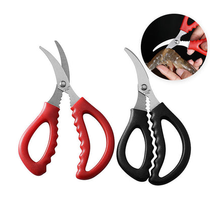 Practical elbow shrimp scissors stainless steel kitchen scissors multifunctional crayfish crab seafood scissors shrimp line scissors spot