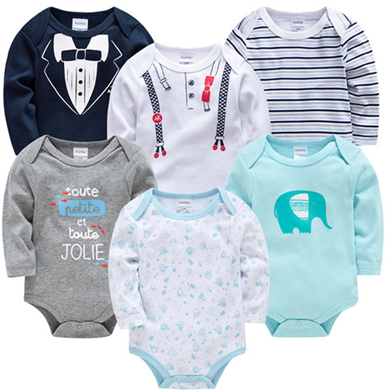 Newborn baby romper 6 piece set long sleeve 2024 autumn baby clothes baby jumpsuit cross-border manufacturers 