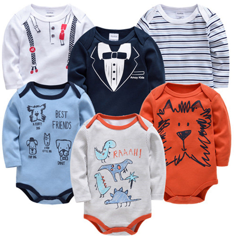 Newborn baby romper 6 piece set long sleeve 2024 autumn baby clothes baby jumpsuit cross-border manufacturers 