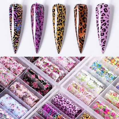 Zhifei's new Christmas Halloween starry sky paper flower leopard starry sky candy nail art transfer paper wholesale nail art