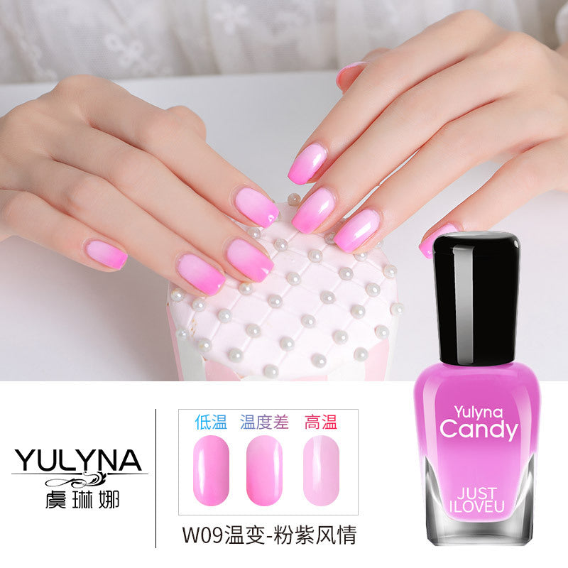 Yu Linna cross-border oily gradient non-peelable color-changing manufacturer direct sales oily temperature-changing nail polish one piece dropshipping