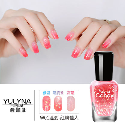 Yu Linna cross-border oily gradient non-peelable color-changing manufacturer direct sales oily temperature-changing nail polish one piece dropshipping