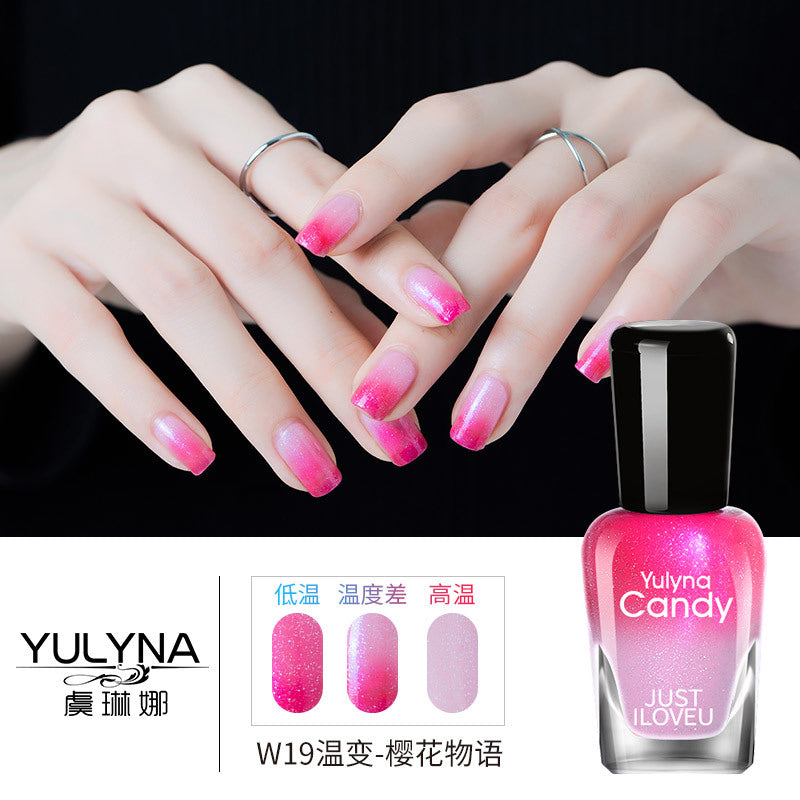 Yu Linna cross-border oily gradient non-peelable color-changing manufacturer direct sales oily temperature-changing nail polish one piece dropshipping