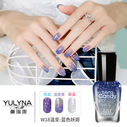 Yu Linna cross-border oily gradient non-peelable color-changing manufacturer direct sales oily temperature-changing nail polish one piece dropshipping