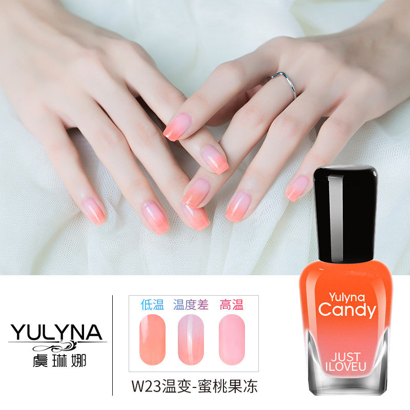 Yu Linna cross-border oily gradient non-peelable color-changing manufacturer direct sales oily temperature-changing nail polish one piece dropshipping