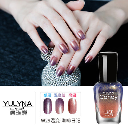 Yu Linna cross-border oily gradient non-peelable color-changing manufacturer direct sales oily temperature-changing nail polish one piece dropshipping